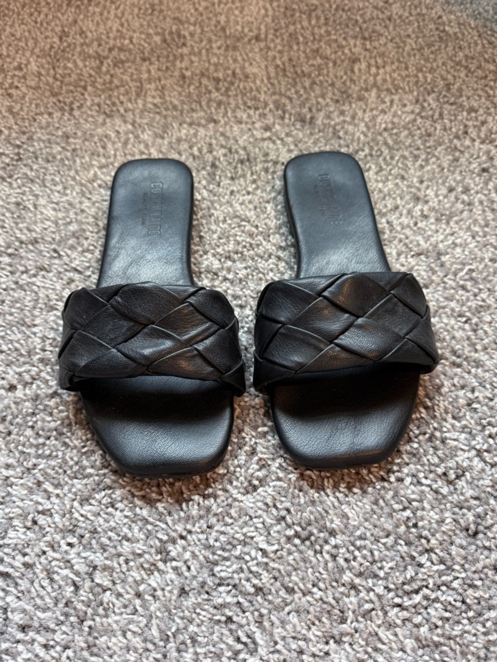 Cushionaire Black Braided Slide Sandals - Women